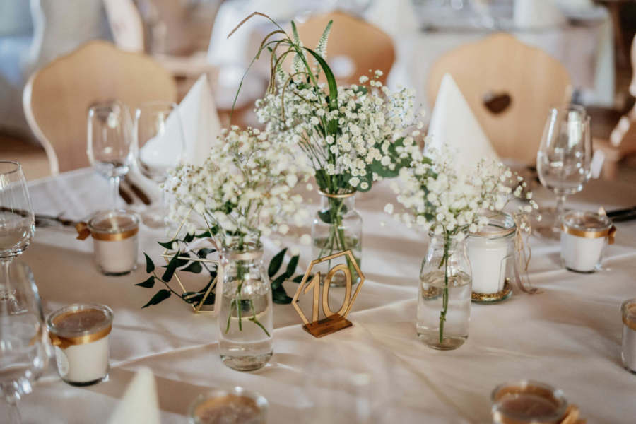 Hochzeitsfloristik Ostschweiz Tischdekoration SILBERKNOSPE